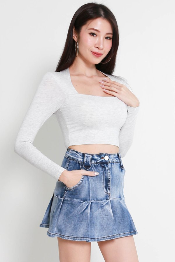 Laila Long Sleeve Top (Feather Grey)