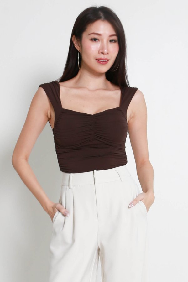 Remi Ruched Top (Chocolate Brown)