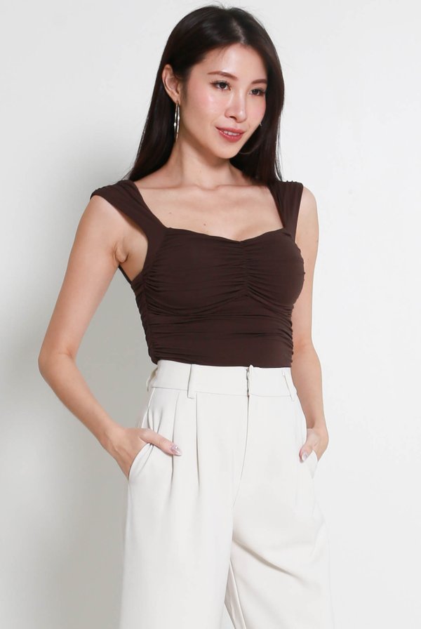 Remi Ruched Top (Chocolate Brown)