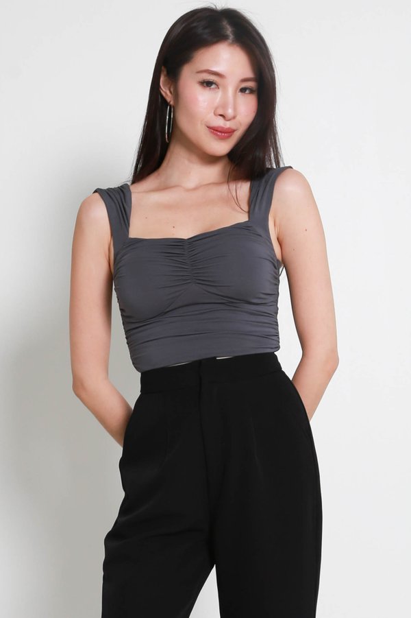 Remi Ruched Top (Gunmetal)