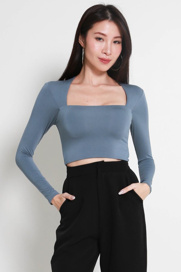 Laila Long Sleeve Top (Slate Blue)