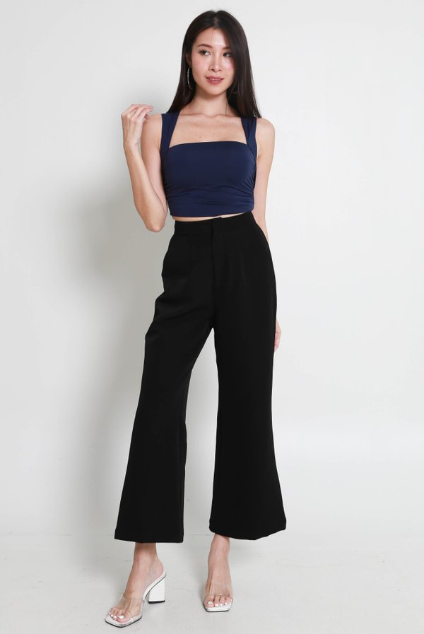 Ria Queen Anne Padded Ruched Top (Navy) Ria Queen Anne Padded Ruched Top (Navy)