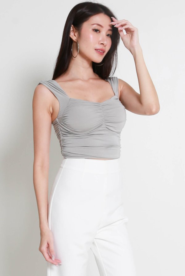 Remi Ruched Top (Stone Grey) Remi Ruched Top (Stone Grey)
