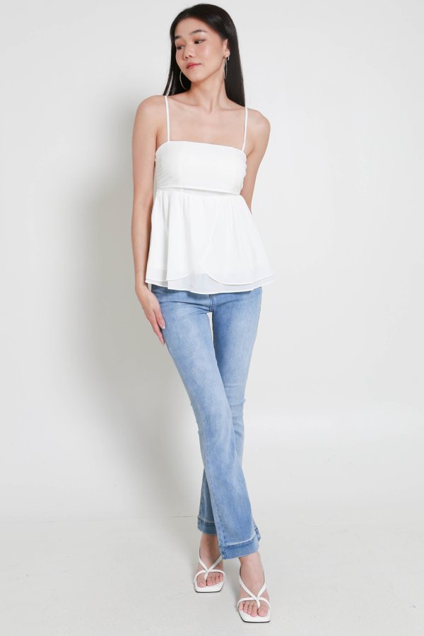 Melany Padded Babydoll Top (White) Melany Padded Babydoll Top (White)