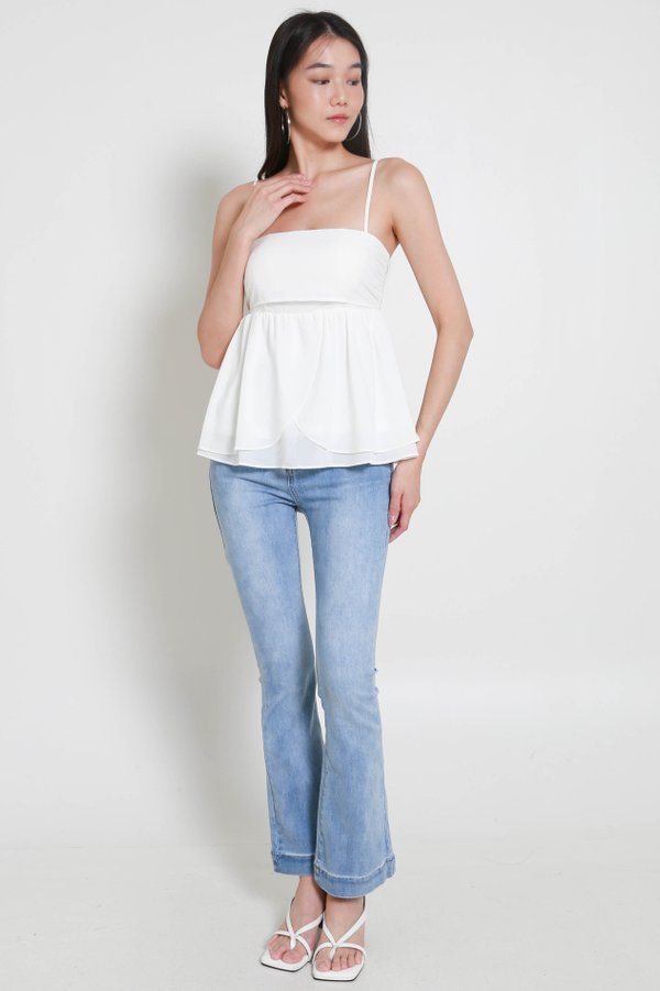 Melany Padded Babydoll Top (White) Melany Padded Babydoll Top (White)