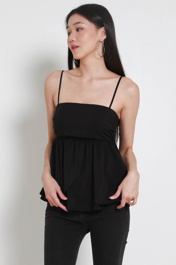 Melany Padded Babydoll Top (Black)