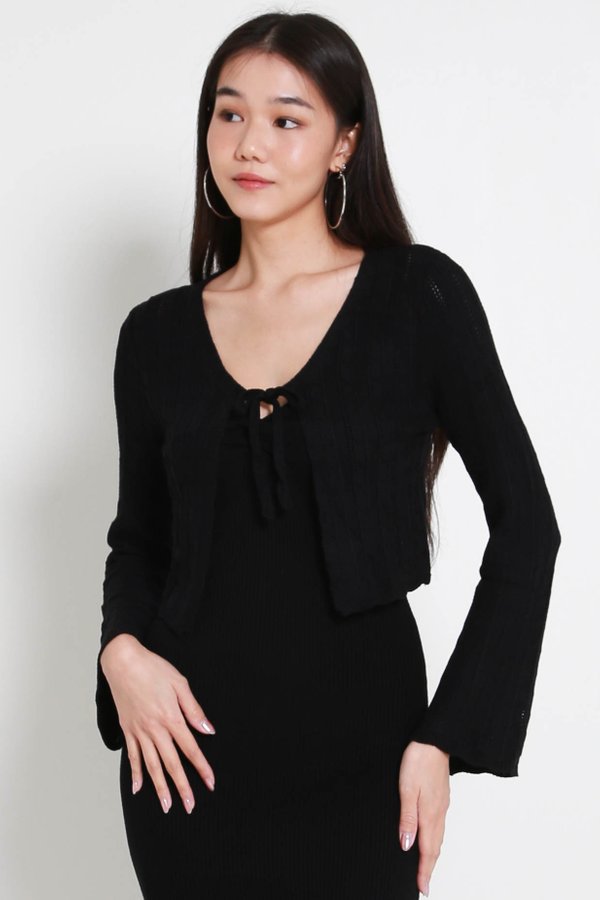 Kaia Crotchet Knit Cardigan (Black)