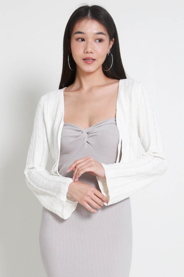 Kaia Crotchet Knit Cardigan (White)