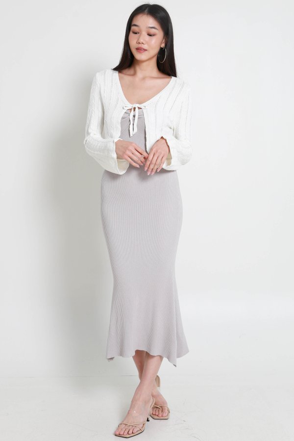 Kaia Crotchet Knit Cardigan (White)