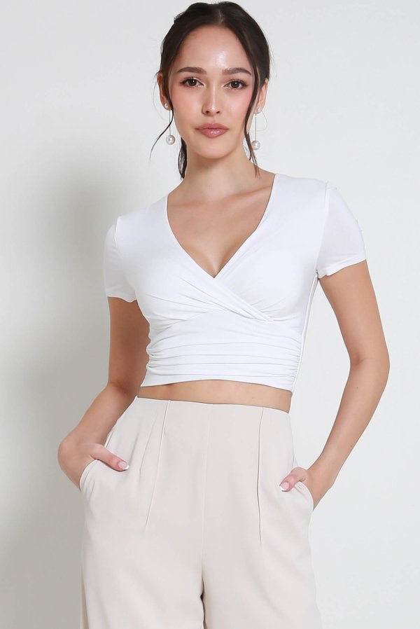 Nina Overlap Padded Top (White)