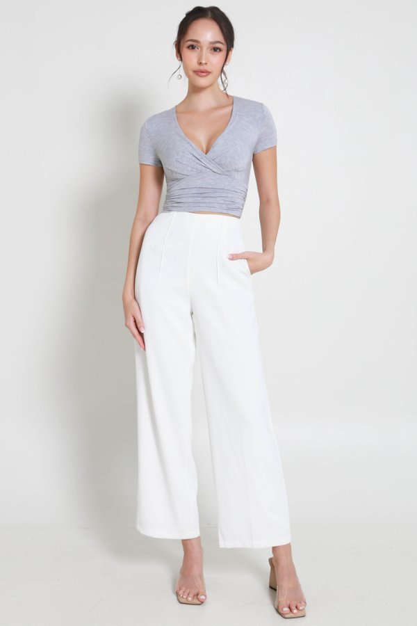 Nina Overlap Padded Top (Heather Grey)