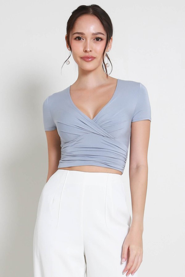 Nina Overlap Padded Top (Ocean Blue)