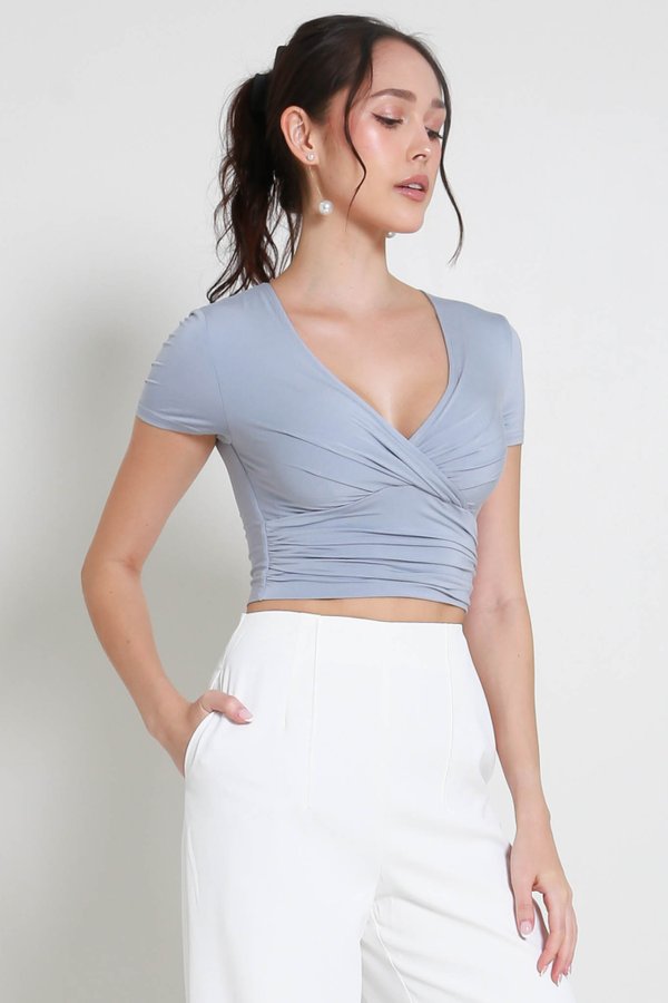 Nina Overlap Padded Top (Ocean Blue)