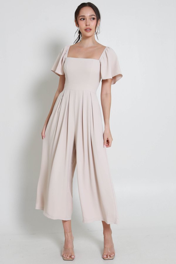[SLEEVED] Lazie Pleated Jumpsuit (Ecru)