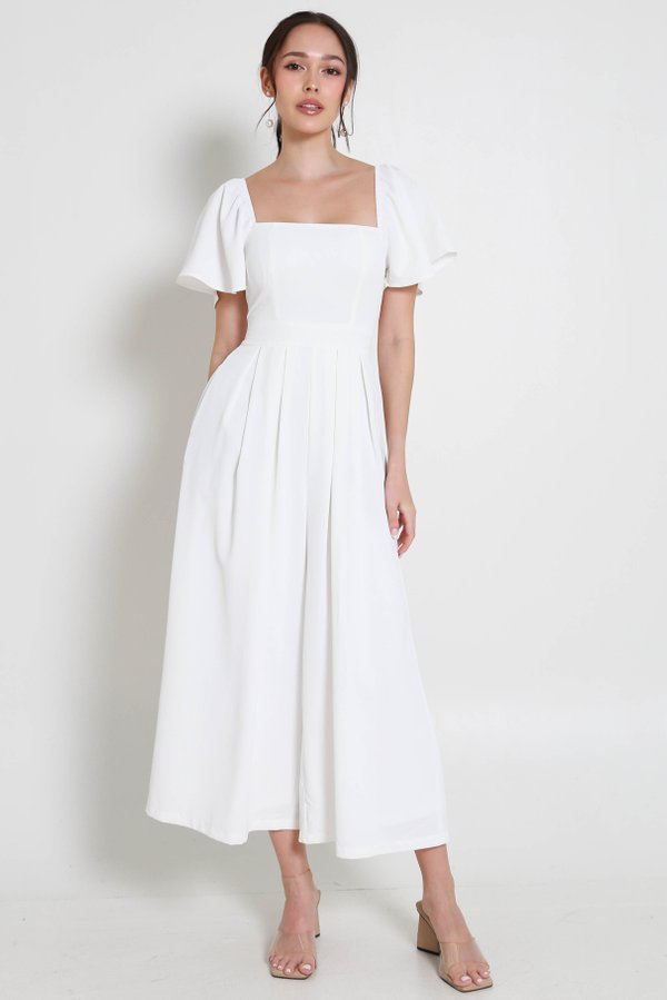 [SLEEVED] Lazie Pleated Jumpsuit (White)