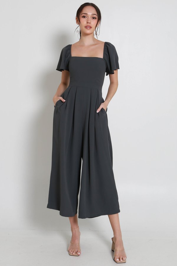 [SLEEVED] Lazie Pleated Jumpsuit (Ash Sage)