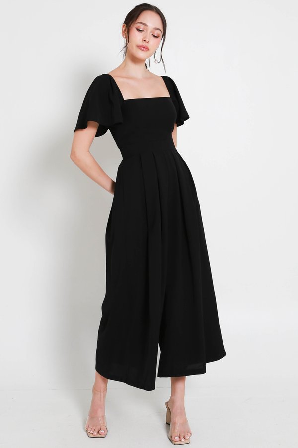 [SLEEVED] Lazie Pleated Jumpsuit (Black)