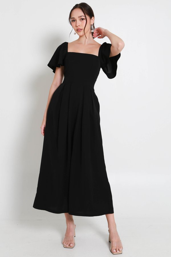 [SLEEVED] Lazie Pleated Jumpsuit (Black)
