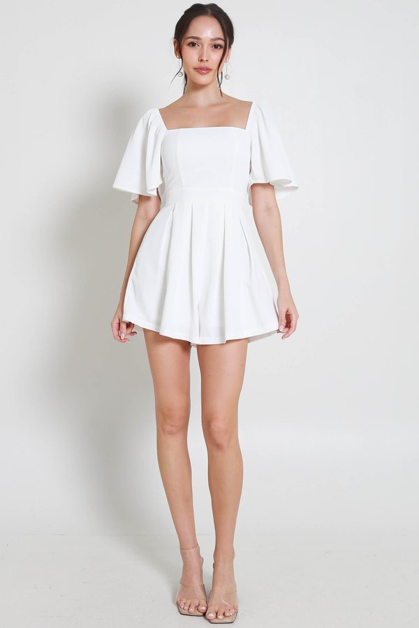 [SLEEVED] Lazier Pleated Romper (White)