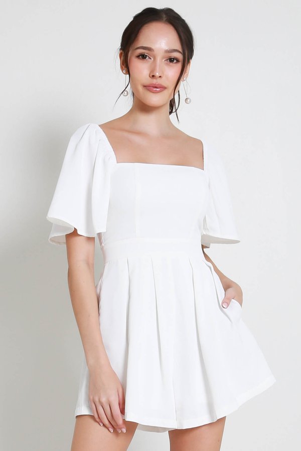 [SLEEVED] Lazier Pleated Romper (White)