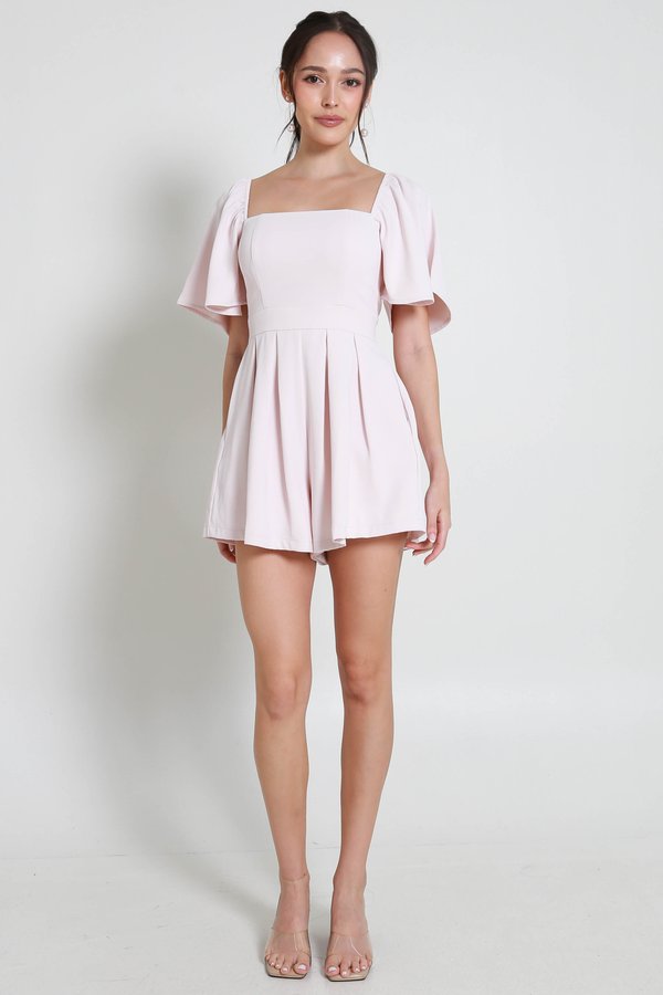 [SLEEVED] Lazier Pleated Romper (Baby Pink)