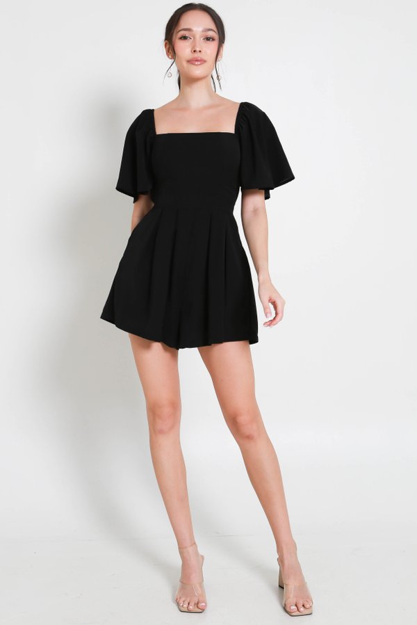 [SLEEVED] Lazier Pleated Romper (Black)