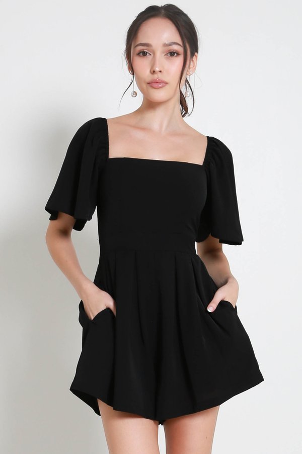 [SLEEVED] Lazier Pleated Romper (Black)
