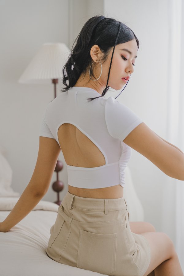 Garnet Padded Open Back Top (White)
