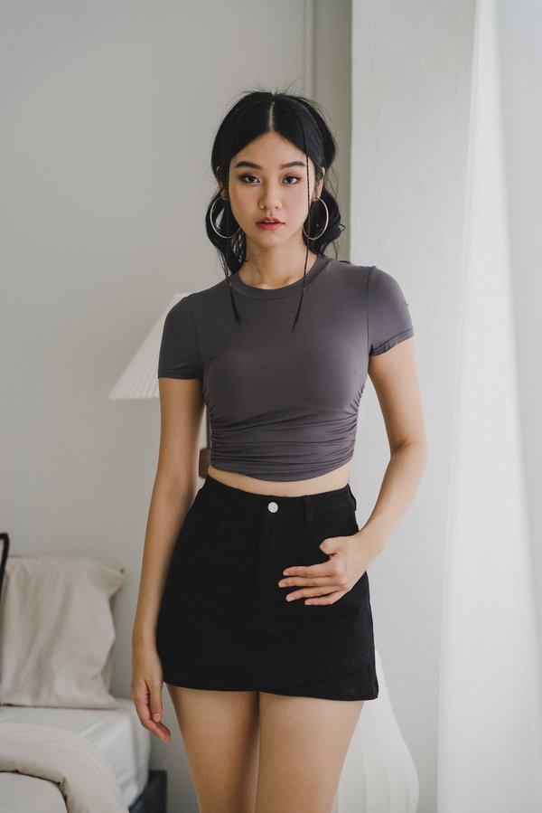 Jaide Denim Overlap Skorts (Black)