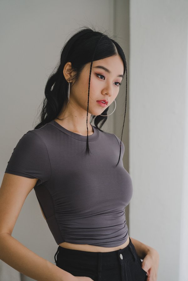 Garnet Padded Open Back Top (Gunmetal)