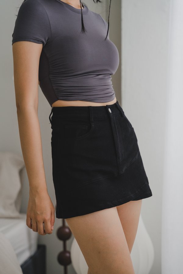 Jaide Denim Overlap Skorts (Black)