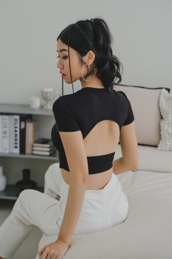 Garnet Padded Open Back Top (Black)