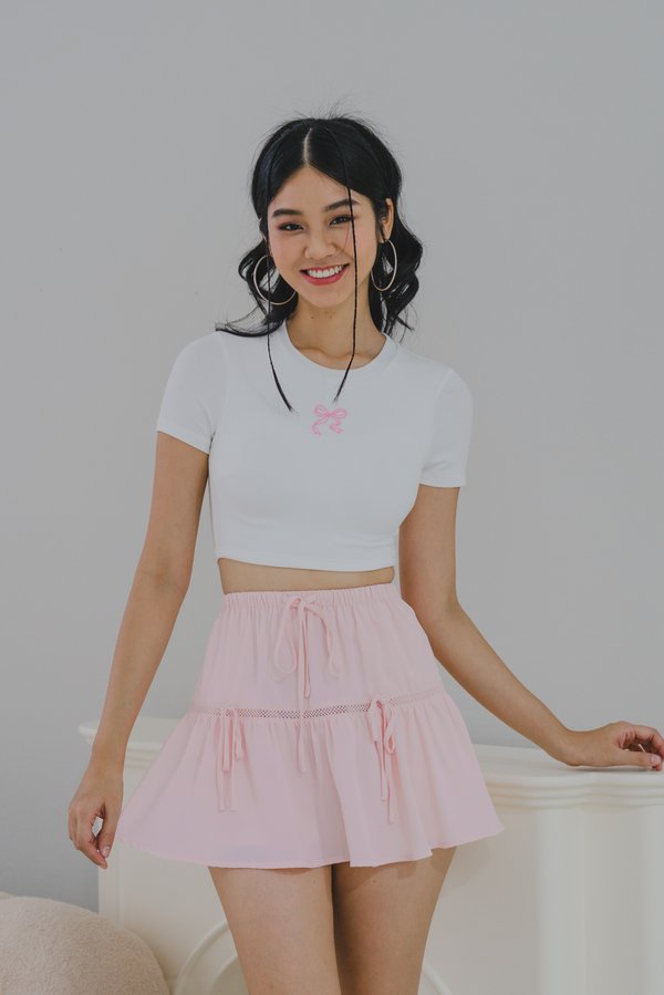 Frannie Ribbon Crochet Skorts (Pink)