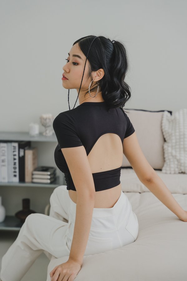 Garnet Padded Open Back Top (Black)