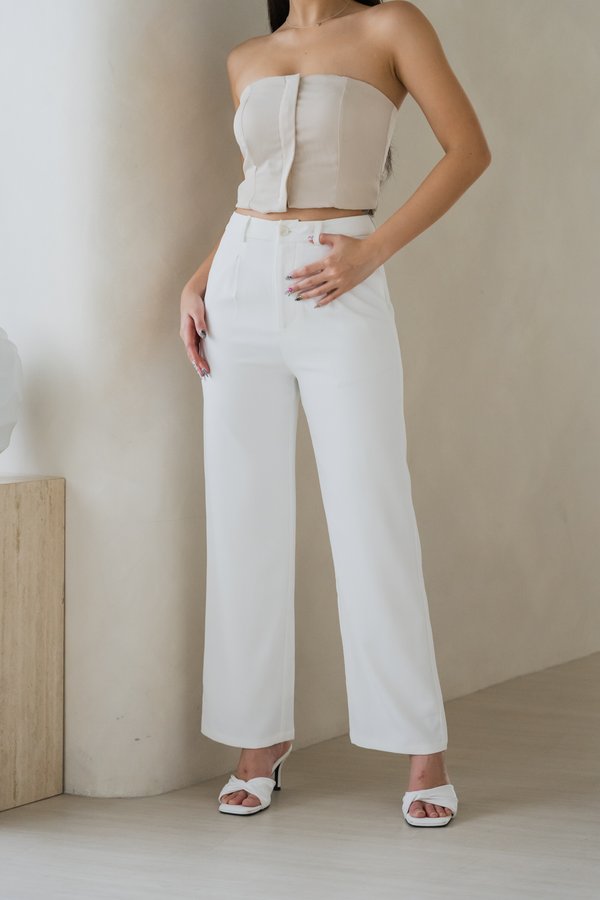 Kiara Straight Cut Pants (White)