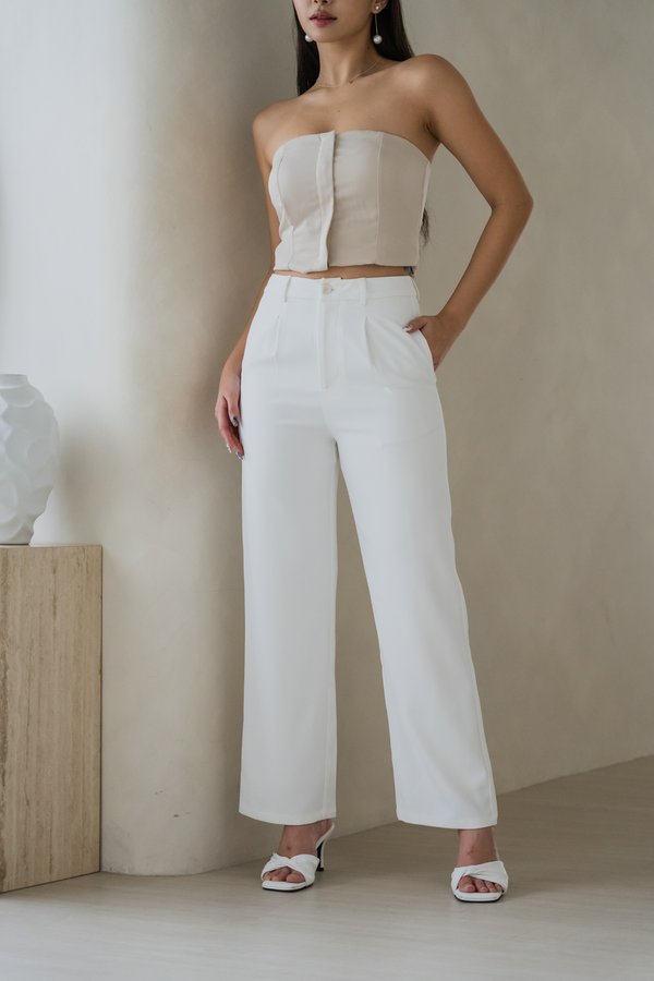 Kiara Straight Cut Pants (White)