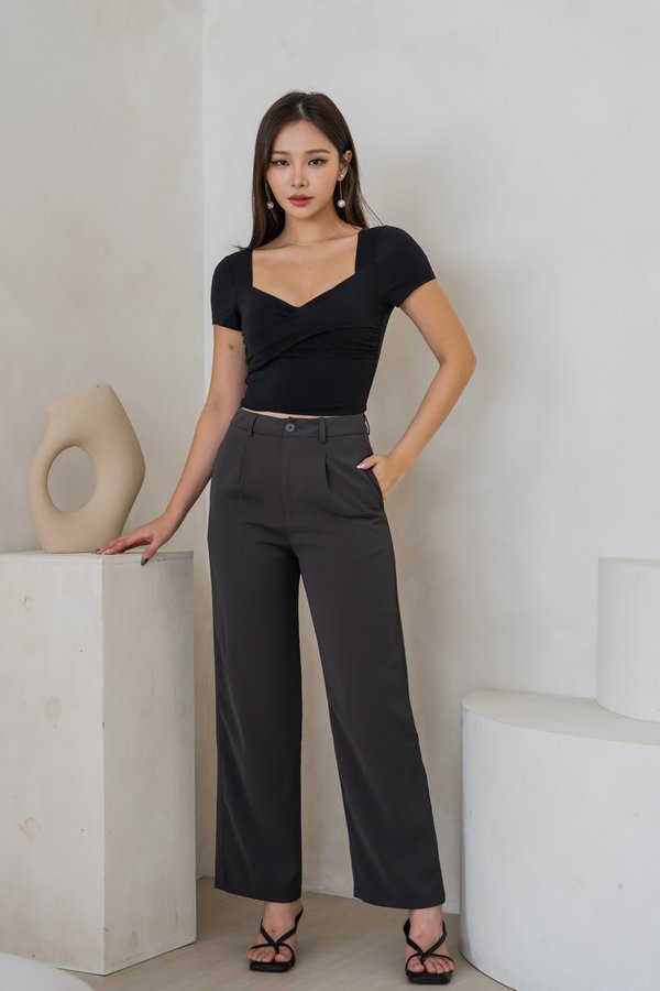 Kiara Straight Cut Pants (Dark Grey)