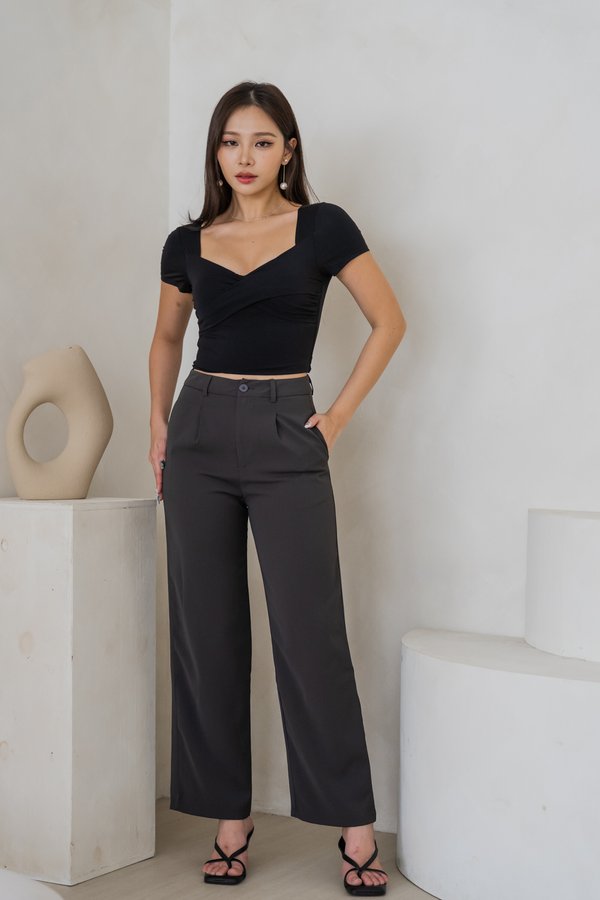 Kiara Straight Cut Pants (Dark Grey)