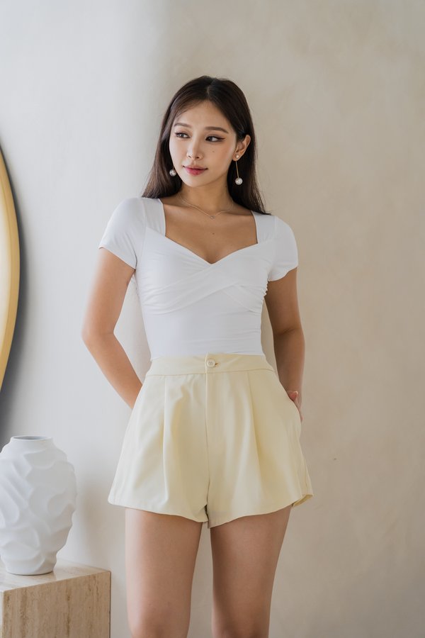 Gloria Twist Knot Sleeved Top (White)