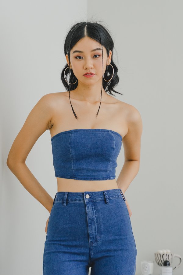Havana Denim Tube Top (Mid Wash)  Havana Denim Tube Top (Mid Wash)