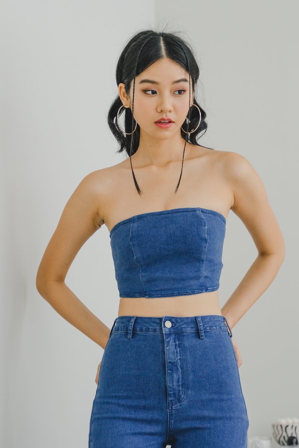 Havana Denim Tube Top (Mid Wash)  Havana Denim Tube Top (Mid Wash)