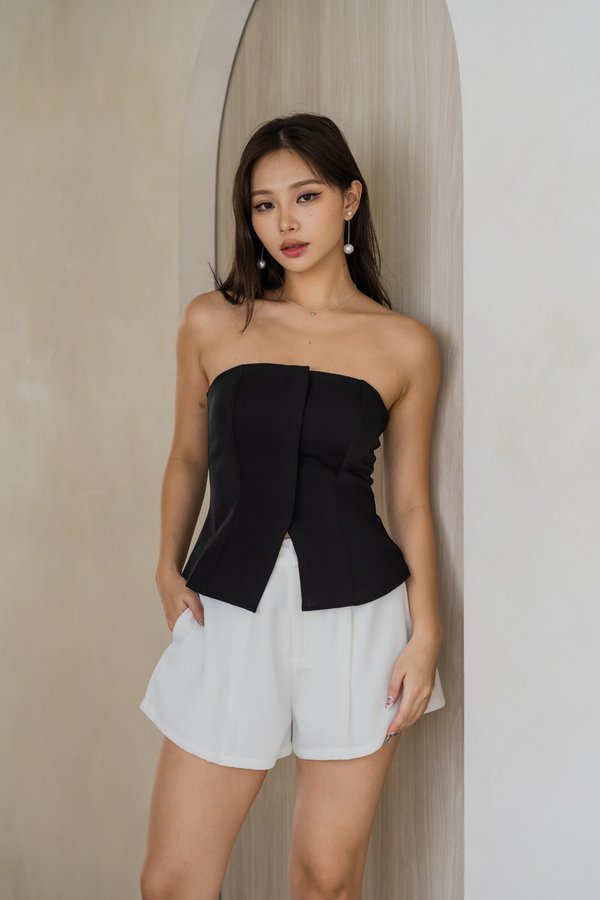 Alethia Padded Front Slit Top (Black)