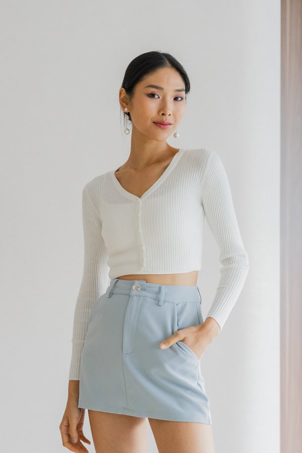 Aera Button Cardigan (White)