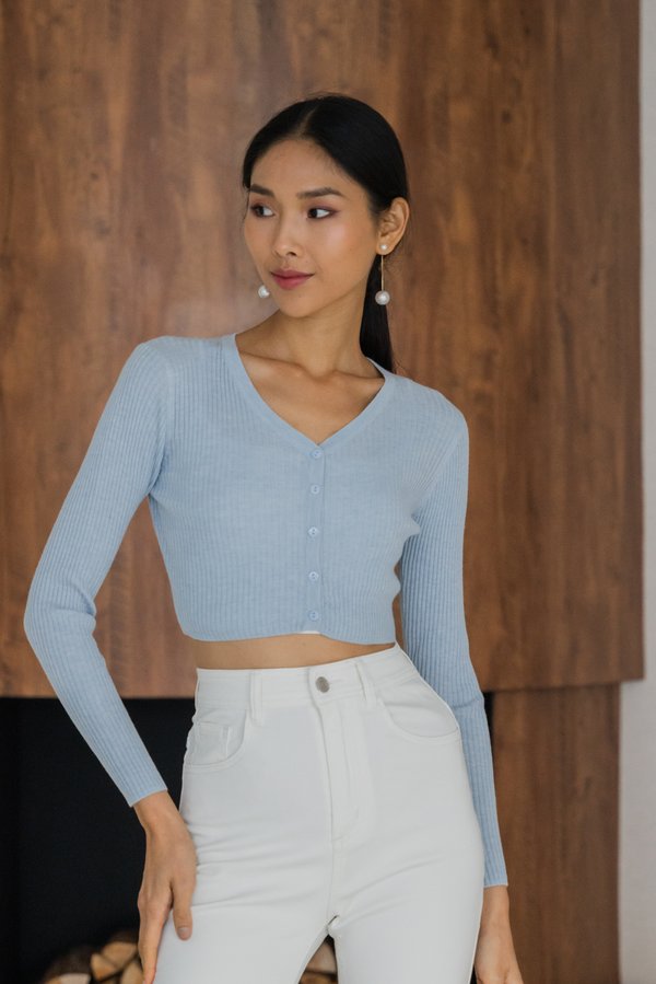 Aera Button Cardigan (Sky Blue) Aera Button Cardigan (Sky Blue)