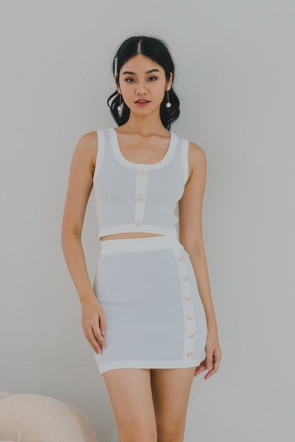 Isa Contrast 2pcs Top/Skirt Set (Ice Blue)