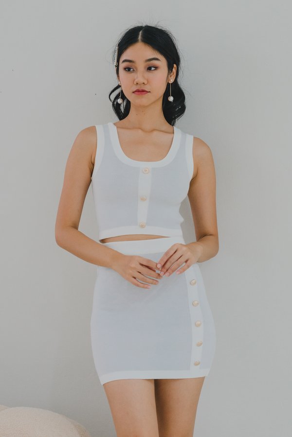 Isa Contrast 2pcs Top/Skirt Set (Ice Blue)