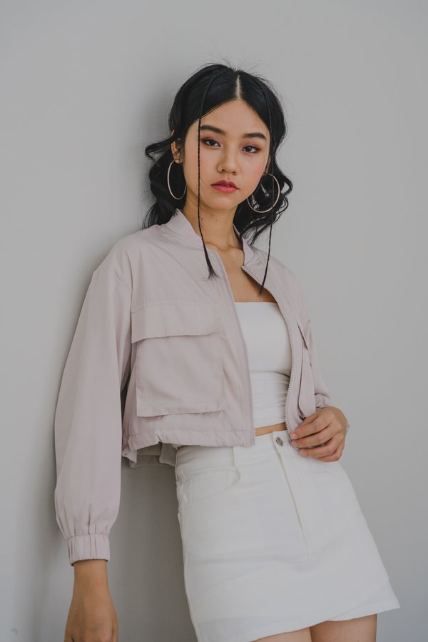 Zola Parachute Bomber Jacket (Bone)