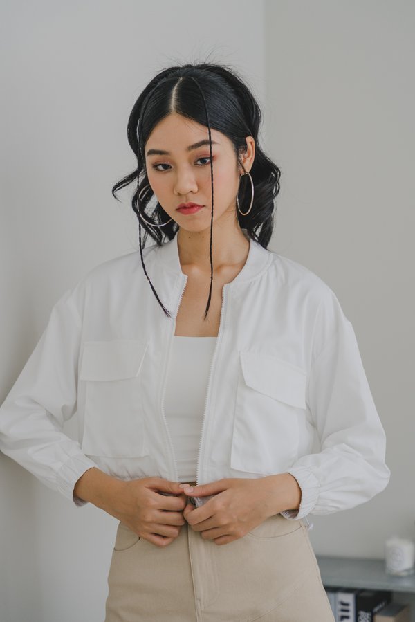 Zola Parachute Bomber Jacket (White)