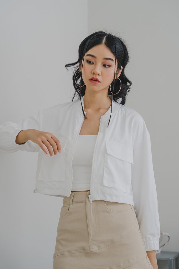 Zola Parachute Bomber Jacket (White)