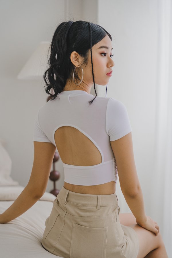 Garnet Padded Open Back Top (White)